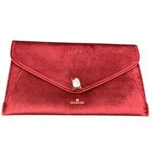 Swarovski Red Velvet Clutch with Crystal Detail – New in Box